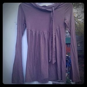 Brown Long sleeve with tie collar